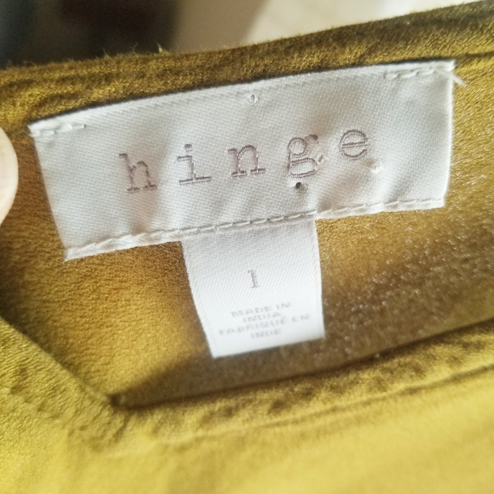 Hinge Olive Drab Viscose Jumpsuit  Overalls Side Button V Neck Wide Leg L